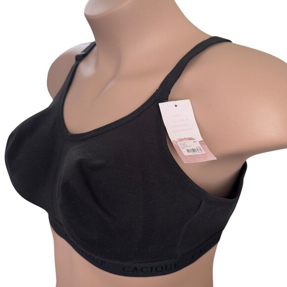 2 x CACIQUE Unlined Full Coverage No-Wire Black Bra The Cotton Collection 44C - Picture 5 of 16